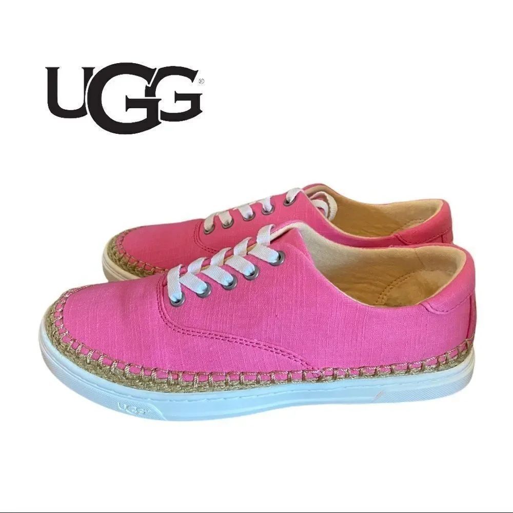 New in Box NIB UGG Women's "Eyan II" Pink Canvas Lace Sneakers 6